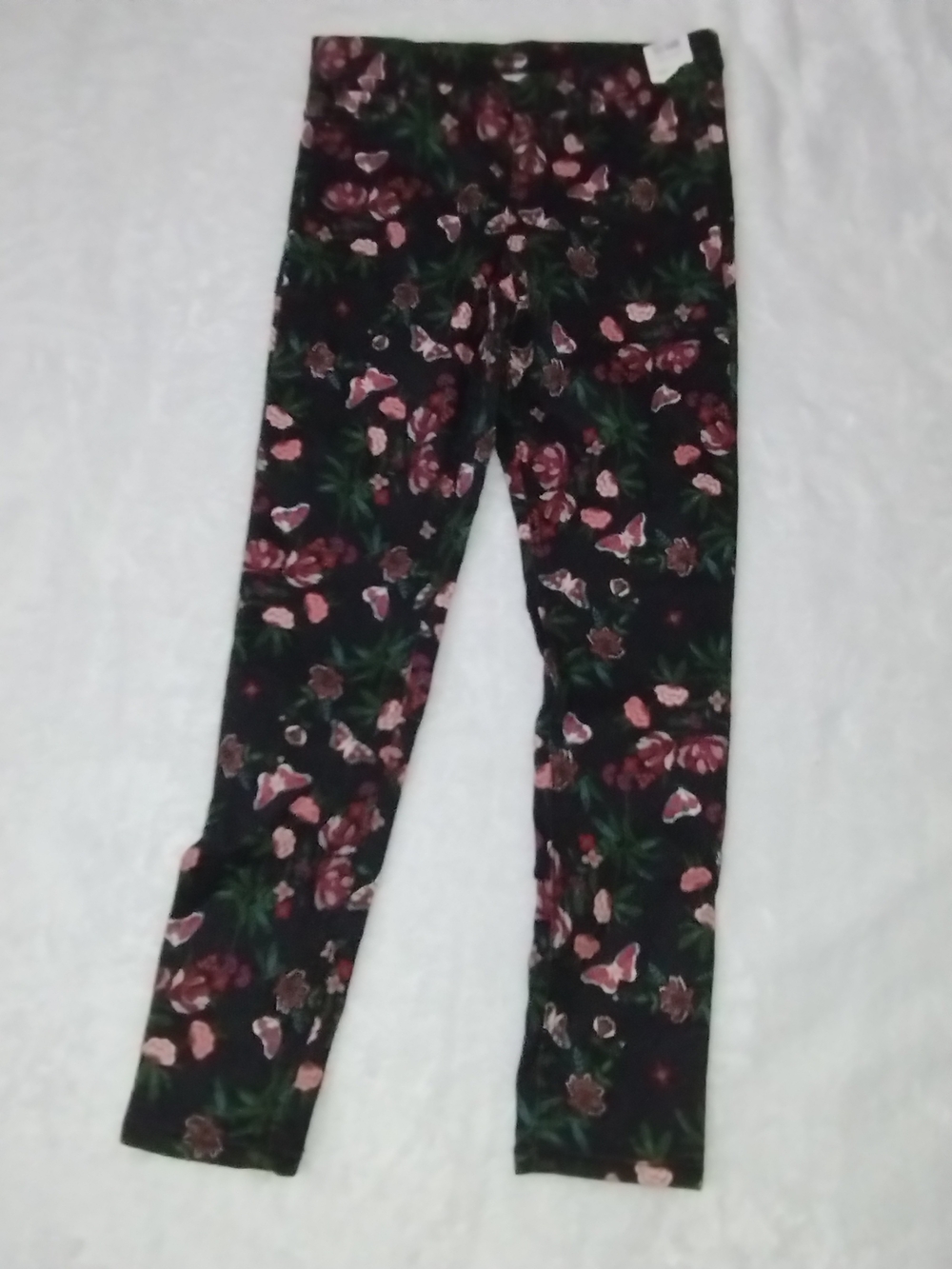 Kids Floral Black Jeggings